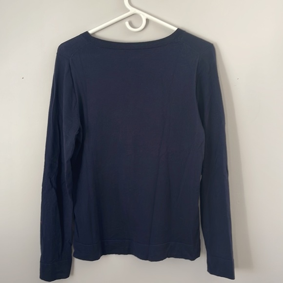 J.Crew Factory Cotton Teddie Flamingo crewneck sweater-Navy Blue & Pink - Picture 3 of 5